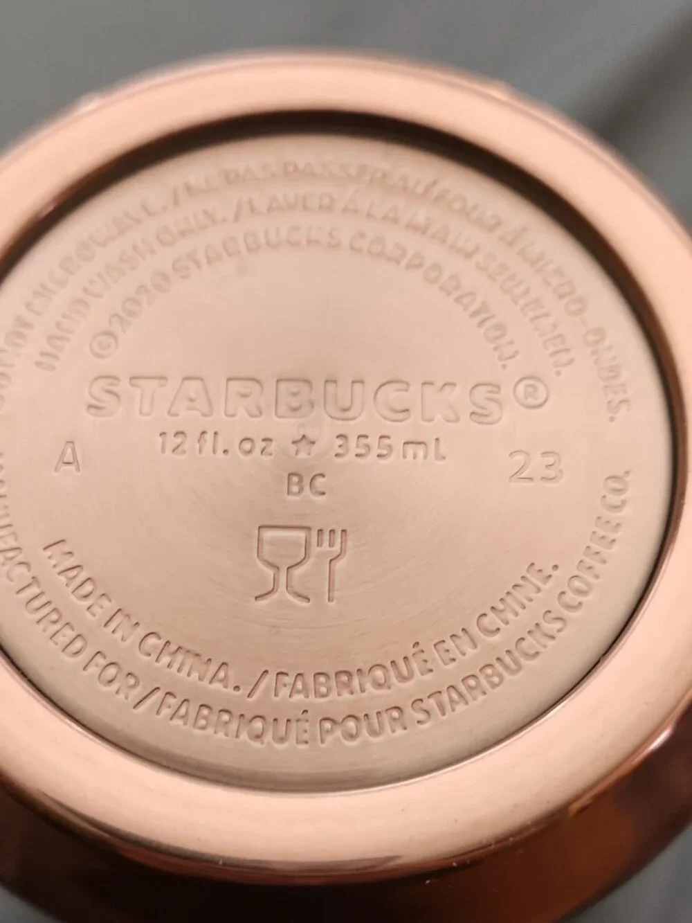 Starbucks Rose Gold Stainless Steel Tumbler 12 oz Travel Cup w Lid